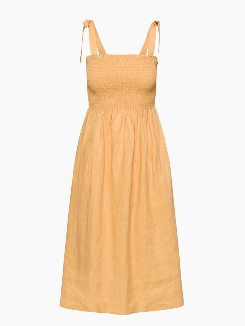 Aritzia Wilfred Golden Hour Linen Dress in Soft Apricot Peach